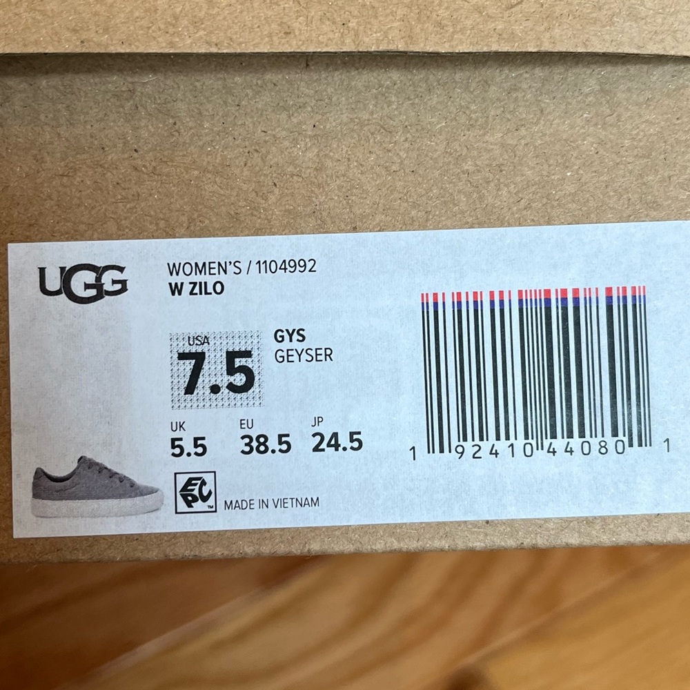 NIB UGG Zilo Geyser (Gray) Sneakers, Size 7.5 NEW - Picture 5 of 5